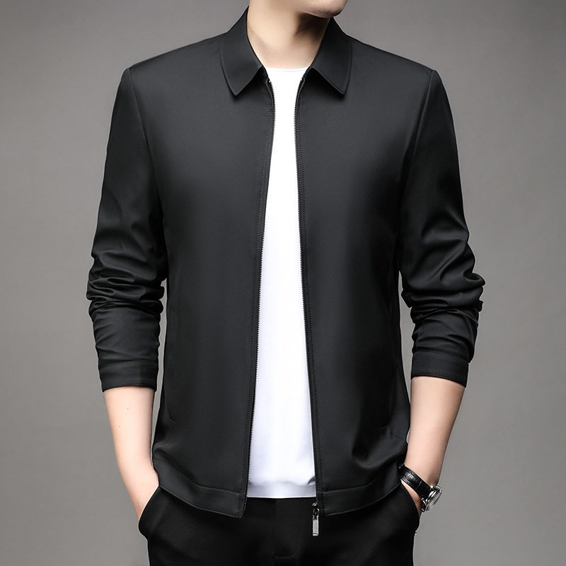 Áo Khoác Cổ Bẻ Nam Dáng Suông Màu Xanh Navy, Đen, Be