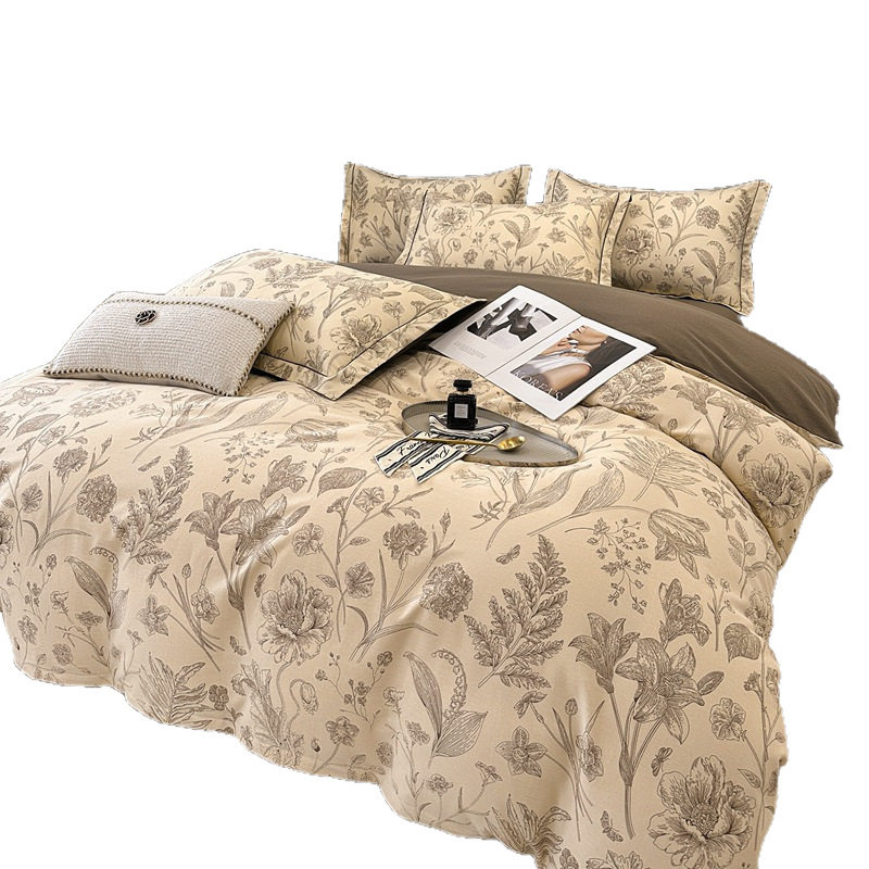 Nantong Home Textile Cotton Sanding Jet Printing Four-piece Set Thickened Warm Cotton Three-piece Set Student Dormitory Kit