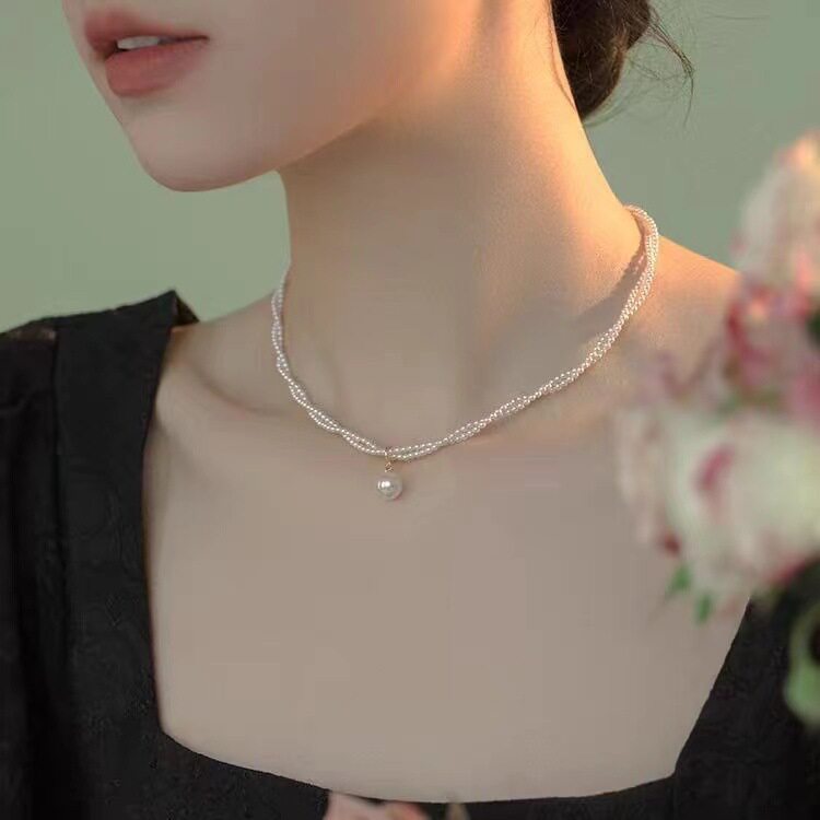 Shijia Ultra-Fine Pearl Necklace for Women 2024 New Double-Layered Clavicle Chain Accessible Luxury Elegant High-End Necklace