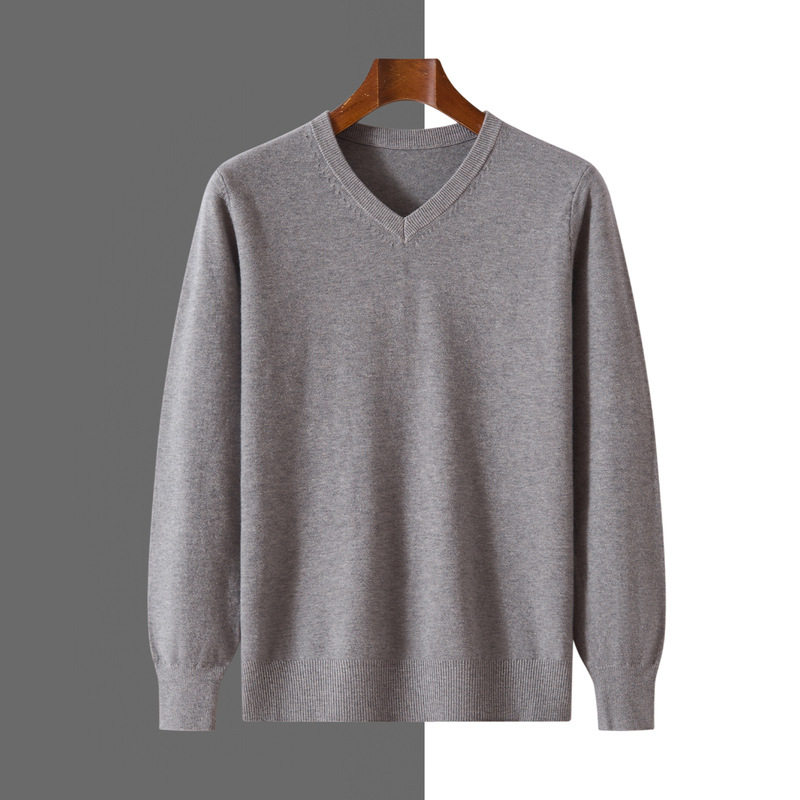 男士羊绒衫v领打底毛衣秋冬套头商务休闲内搭打底针织衫上衣