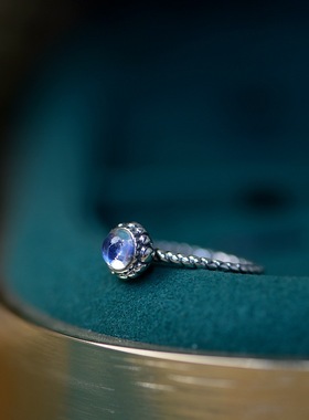 月光石指环女士小众高级感银指环