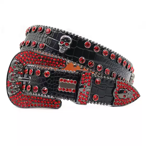 Rhinestone belt inlaid pure handmade European and American personality hip-hop punk fashion pants factory direct wholesale