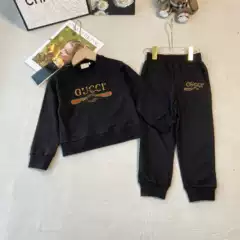 2024 Spring and Autumn new boys' cotton casual sweater + sweatpants suit European and American simple round neck 2-piece fashion suit