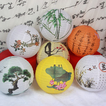 Mid-Autumn Festival National Day Ancient Style Bamboo Paper Lantern National Style Classical Traditional Plum Bamboo Chrysanthemum Lampshade Spring Decorative Lantern