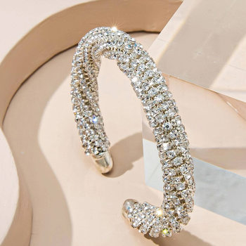 Factory direct winding drill opening bracelet European and American fashion Joker tennis chain adjustable water-saving drill claw chain winding bracelet