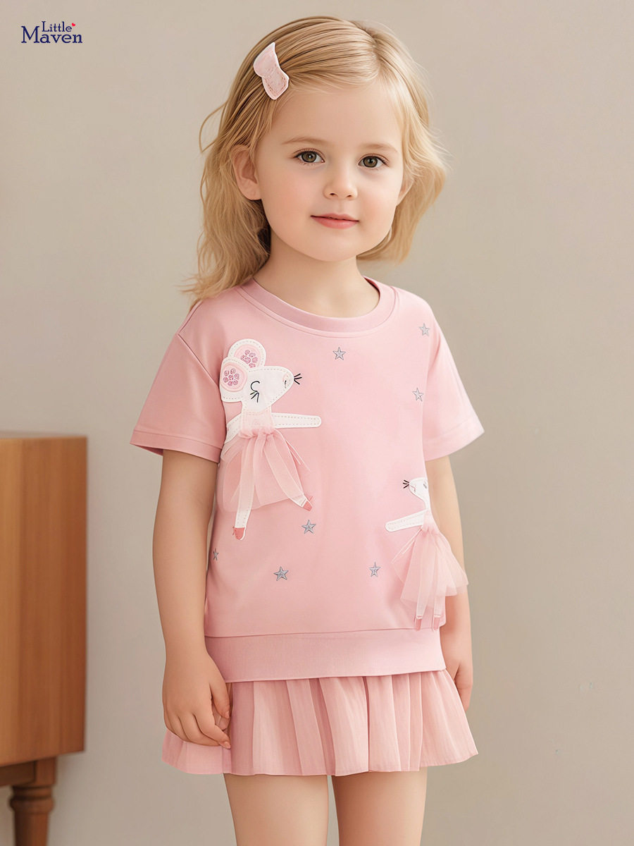 Custom-made Girls' Tulle Dress, Summer Cartoon Short-sleeve Kids' Skirt