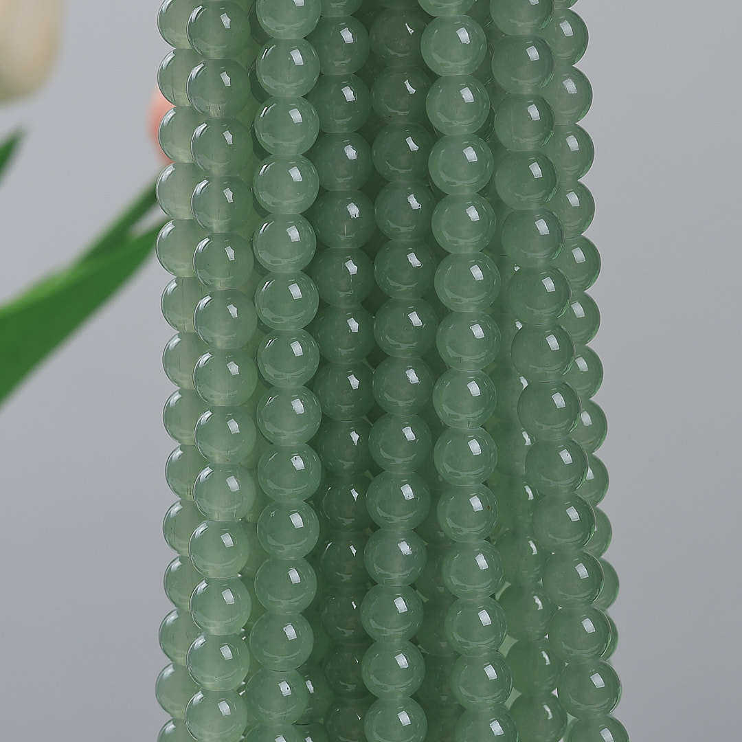 玻璃仿玉圆珠纯色散珠手工diy玉髓手链项链散珠子琉璃珠饰品配件
