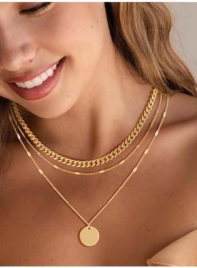 电镀简约吊坠时尚女士分层项链