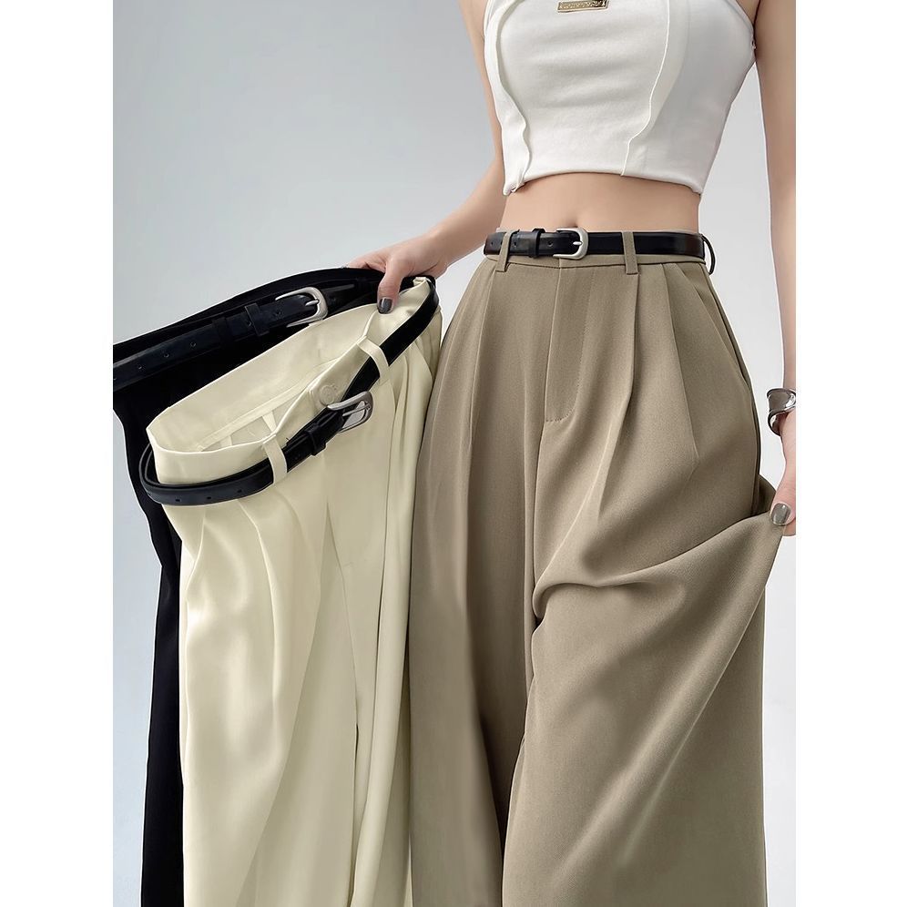 High Waisted Wide Leg Trousers Loose Fit Elegant Draping Versatile Style Perfect for Casual or Formal Occasions