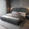 New Bedroom Furniture Light Luxury Italian Minimalist Soft Back Double Bed Simple Modern Multifunctional Storage Leather Bed Universal