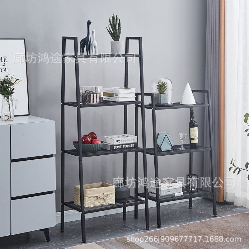 Trapezoidal Storage Rack Bedroom Kitchen Metal Iron Storage Books and Newspaper Flowers Storage Rack Trapezoidal Storage Rack