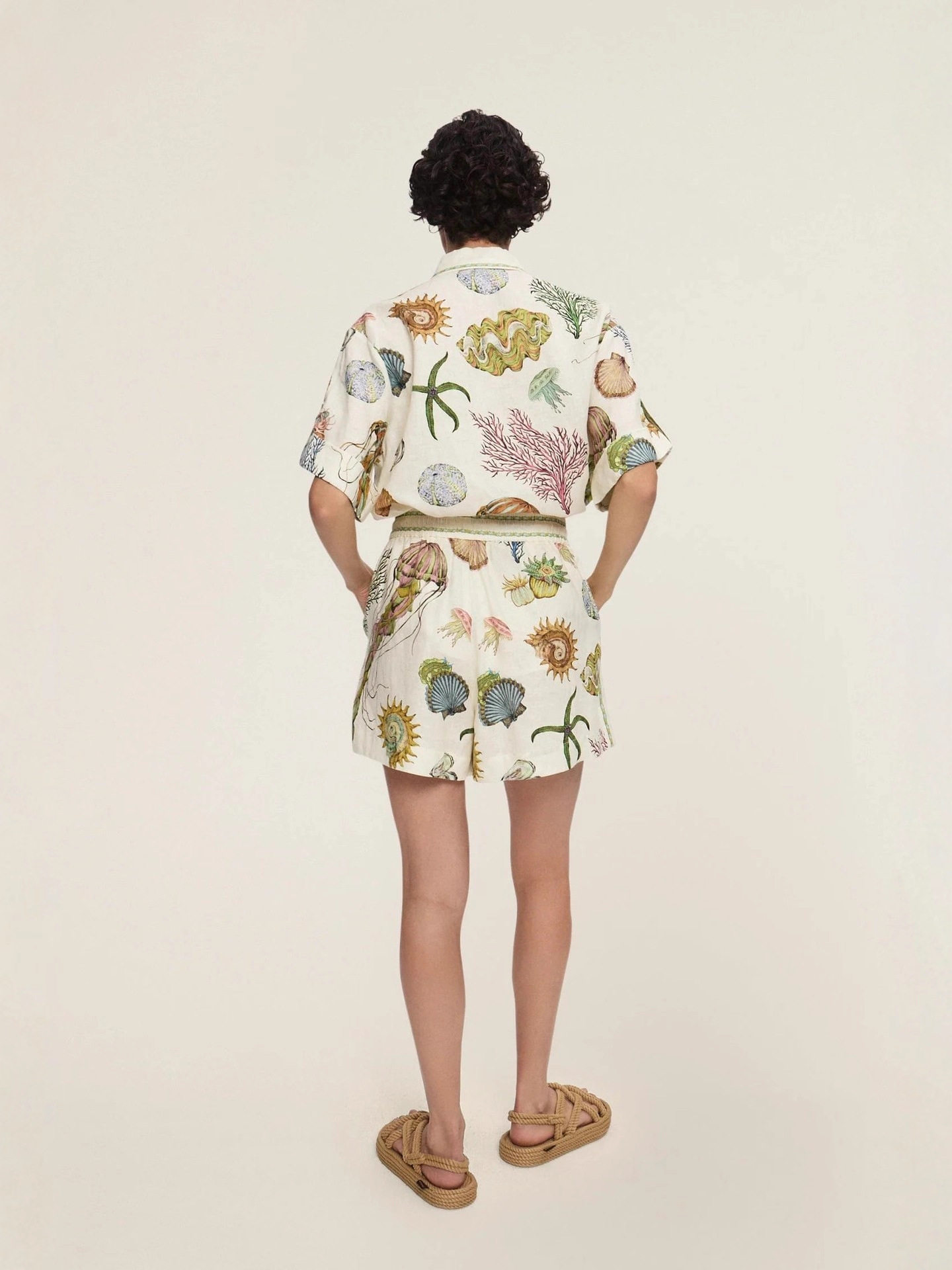 European and American Cross-Border 2025 New Amazon Aliexpress Independent Station Casual Fashion Linen Printed Shirt Shorts Suit