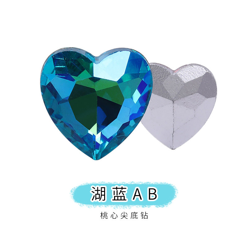 网红爆款尖底桃心钻水晶玻璃钻手机贴钻服装发带配件饰品钻爱心钻