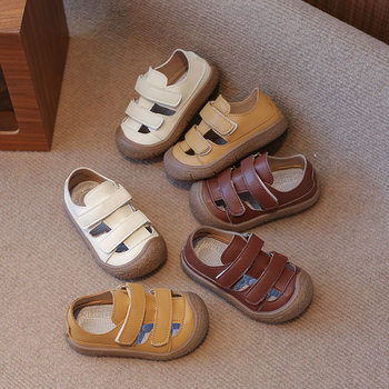 Children's closed toe sandals spring and summer new baby soft bottom toddler shoes boys kindergarten single shoes breathable girls' shoes
