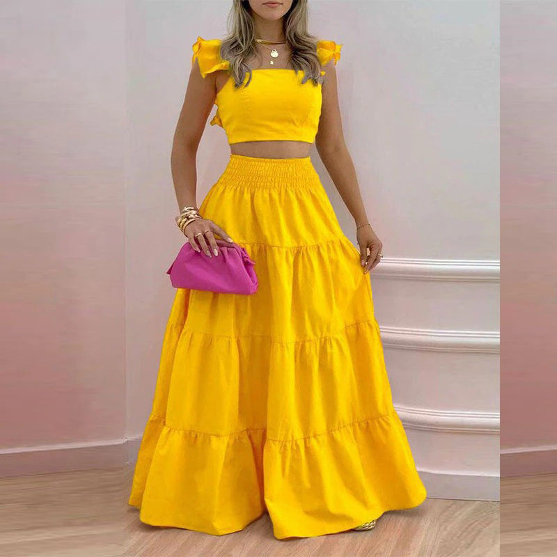Womens Spring Dress Set Fashionable Sleeveless Top and Dress Elegant Occasion Wear Wholesale Available