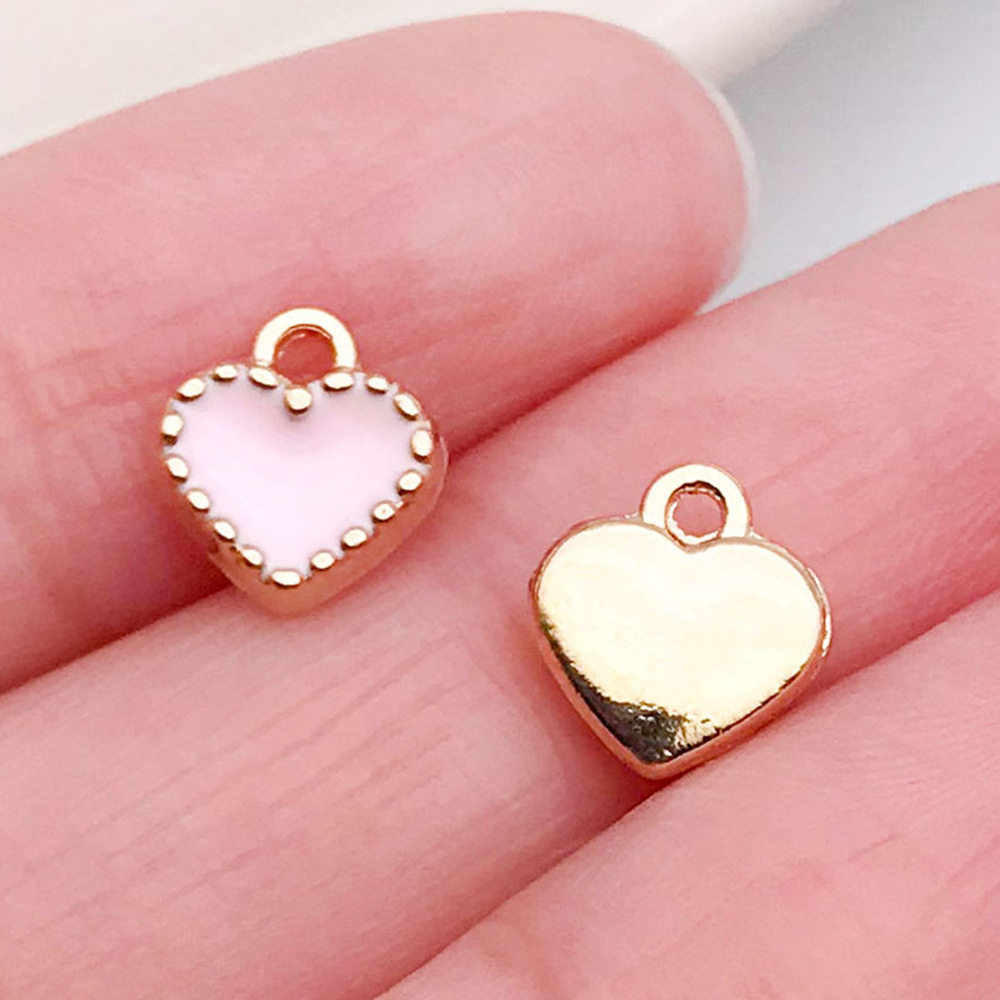 混50个红粉爱心桃心饰品配件 diy手链钥匙扣项链吊坠合金滴油挂件