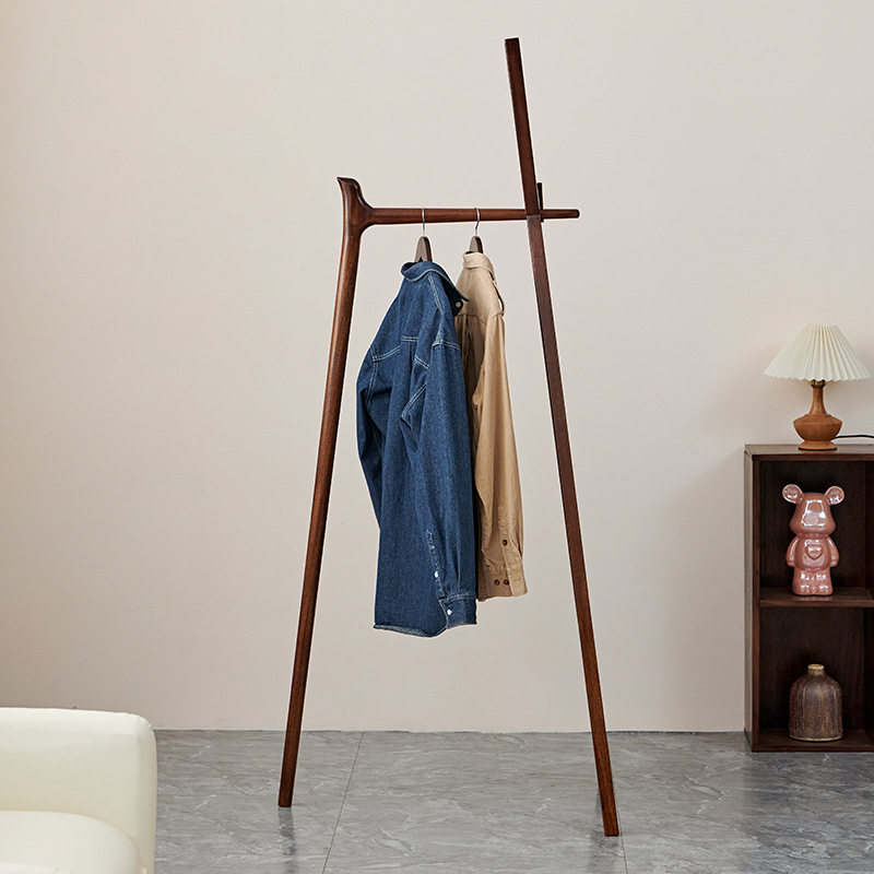 Black Walnut Floor Hanger Household Indoor Solid Wood Coat Rack Room Office Vertical Hanging Clothes Hats