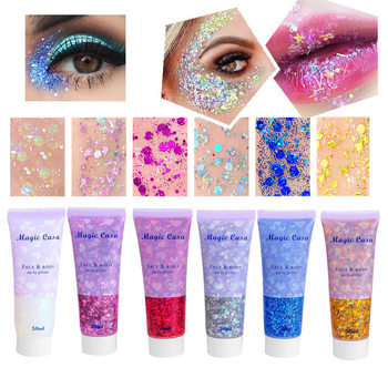 MAGIC CASA Sequins Gel Mermaid Scales Face Body Lip Sequins Eye Shadow Colorful Polarized Stage Makeup