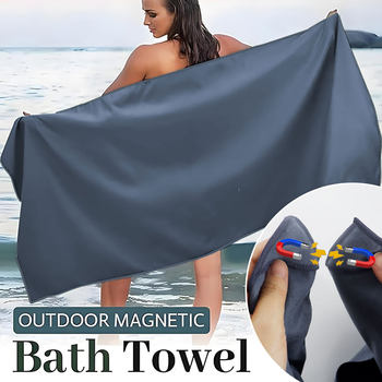Cross-Border Hot Selling Magnetic Bath Towel Outdoor Beach Towel Multi-Purpose Bath Towel Microfiber Quick-Drying Towel Portable Bath Towel