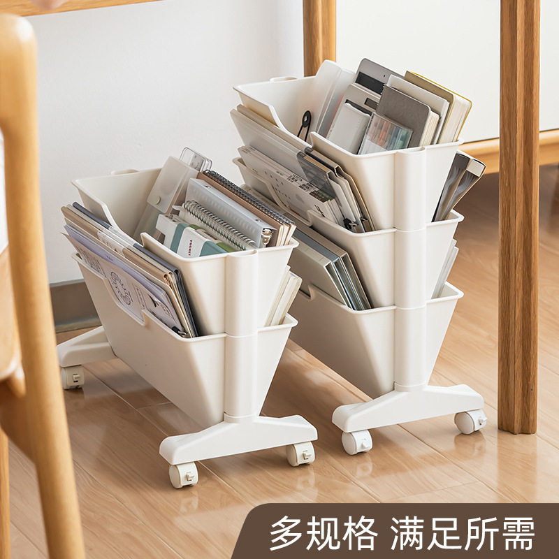 Factory direct table finishing shelf English book bookshelf mobile storage box wholesale plastic reading rack