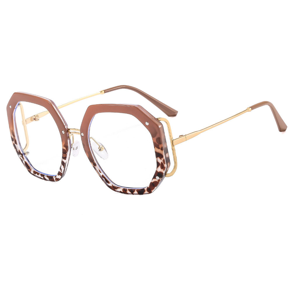 European and American Cross-border Anti-blue Glasses Women's Distinctive Polygon Frame Fashion Avant-garde Trendy Men's Instagram Flat Glasses