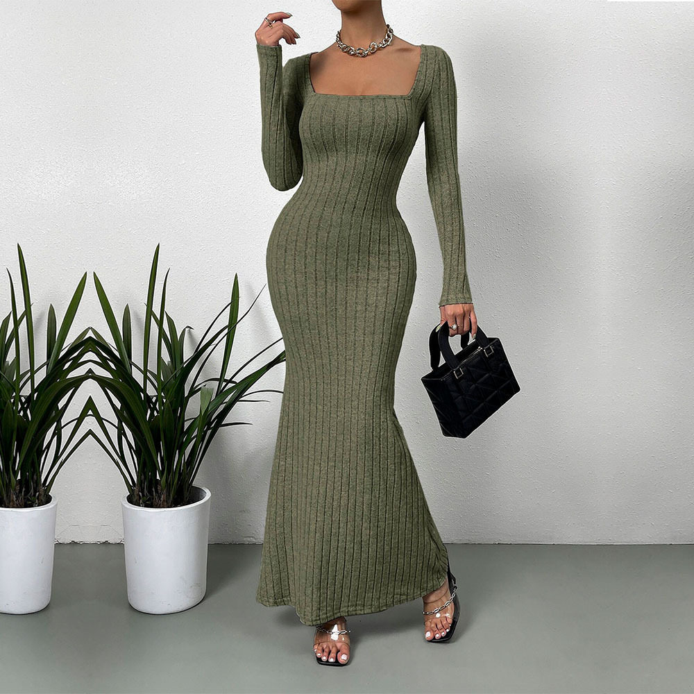 Off Shoulder Maxi Dress Slim Fit Ankle Length Spring Summer Vacation Style Wholesale Available