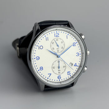 Men's Pei7 Multifunctional Chronograph 5 Business First-Layer Leather Strap Watch with Large Dial on Amazon's Major E-Commerce Platforms