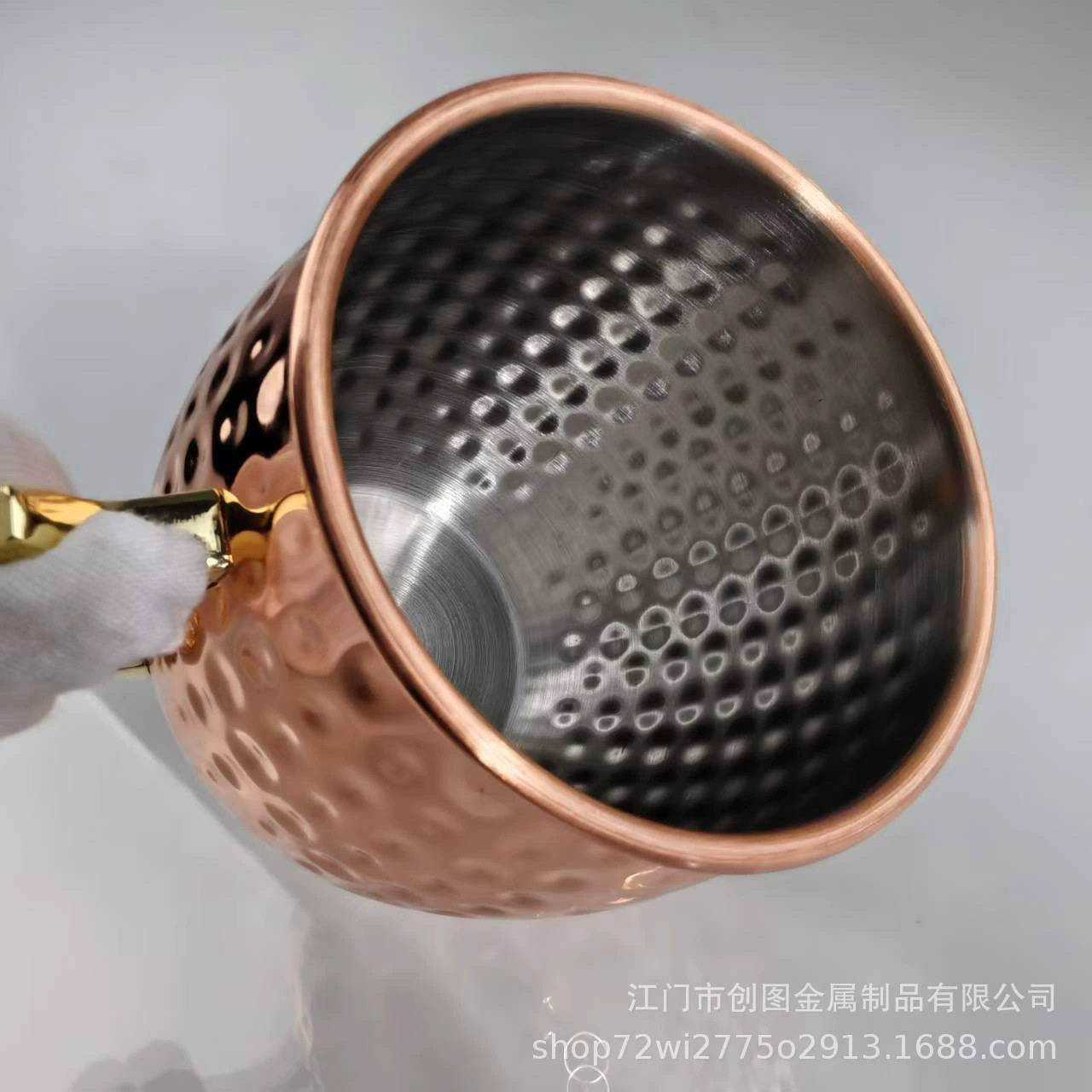 Moscow Mule Cup Wine Set 550ml Wine Glass Hammer Point Copper Cup Cocktail Drum Cup Hammer Pattern Design