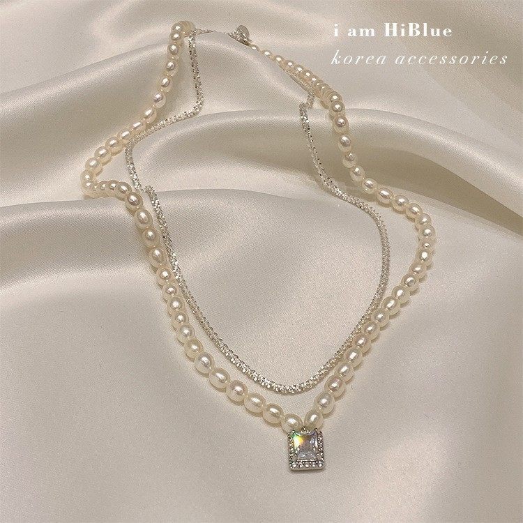 Retro Light Luxury Zircon Two-Piece Set of Pearl Necklace for Women Niche Design High-End Fashion Versatile Clavicle Chain Necklace