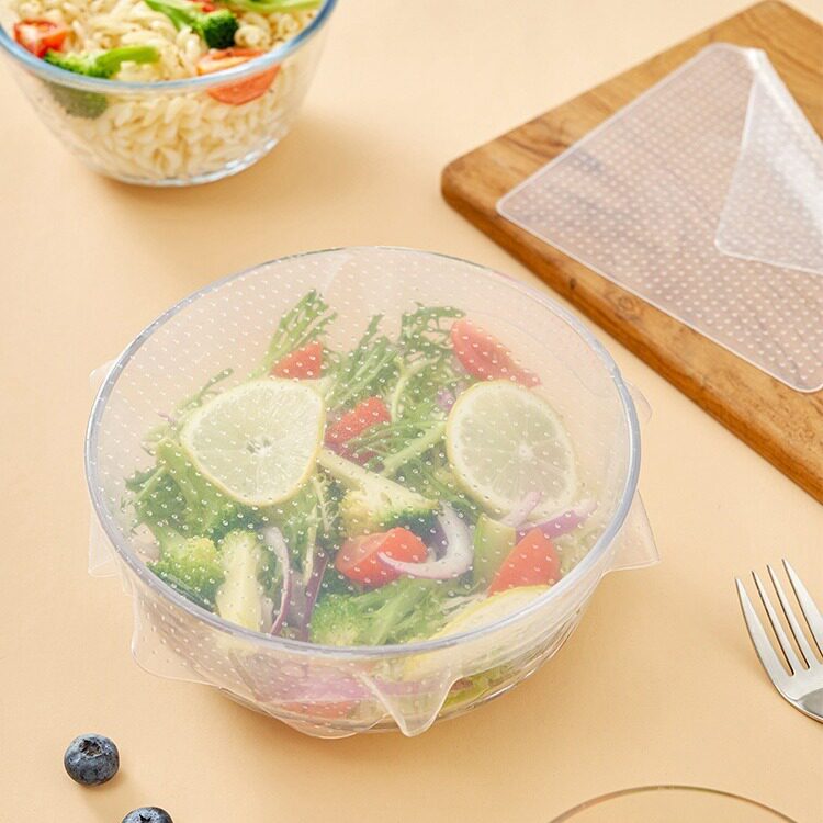 Japanese Kitchen Transparent Silicone Preservative Film Food Grade Retractable Cover Bowl Sealed Cover Refrigerator Microwave Heating Preservative Film