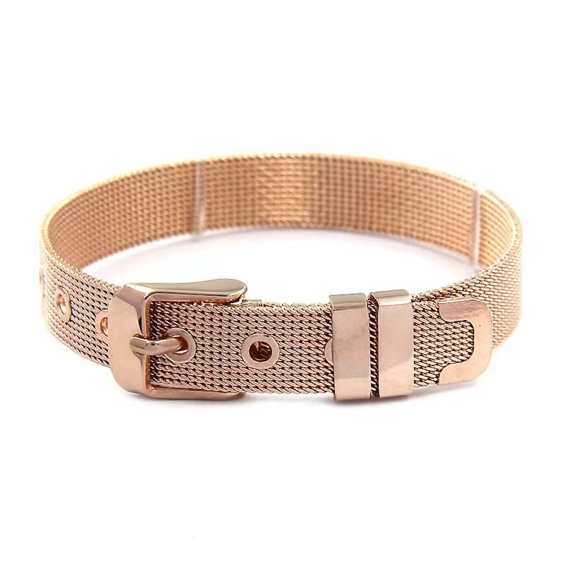 European and American Explosions Titanium Steel Mesh Band Bracelet 6-16mm Stainless Steel Watch Band Bracelet Adjustable Mesh Band Bracelet for Men and Women
