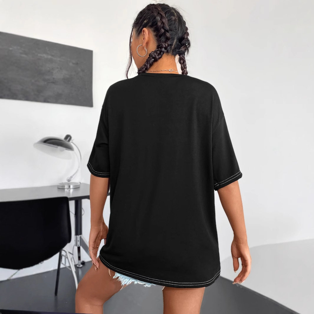 Womens Short Sleeve T Shirt Fashionable Round Neck Printed Design Casual Wear for Summer Wholesale Available