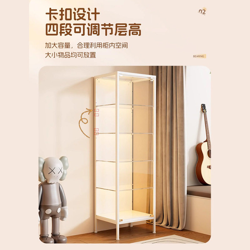 手办柜玻璃展示柜痛柜带锁带门书柜防尘透明模型收纳柜玩具储物架