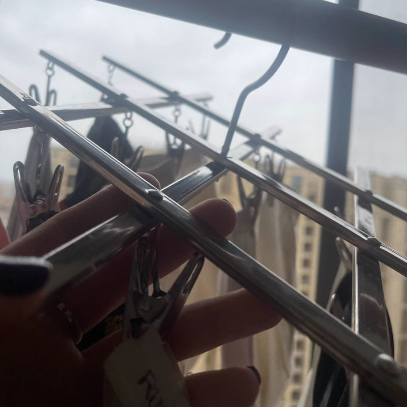 [122 Selection]Stainless Steel 20-Clip Clothes Hanger, Sock Drying Rack, Multifunctional Foldable for Balcony and Student Dormitory