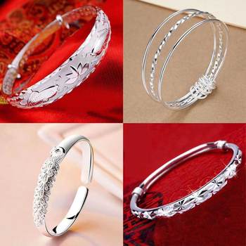 Internet Celebrity Silver-Plated Bracelet, Gypsophila, Peacock, Dragon and Phoenix, Pisces, Sansheng Iii, Women's Bracelet