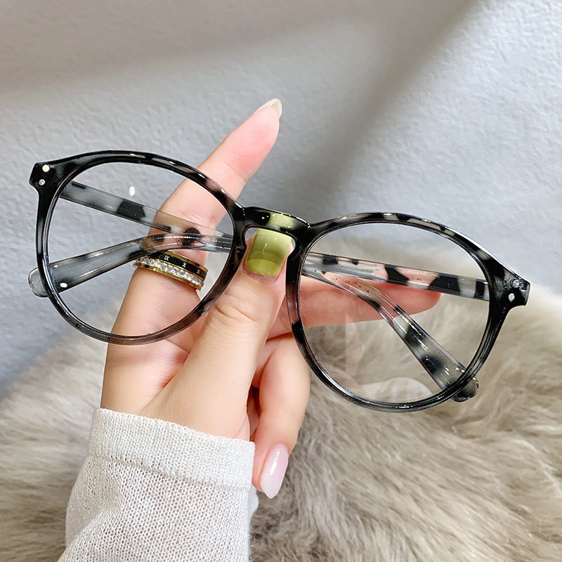 New round anti-blue light glasses frame online celebrity Korean retro plain glasses men and women same myopia finished glasses wholesale