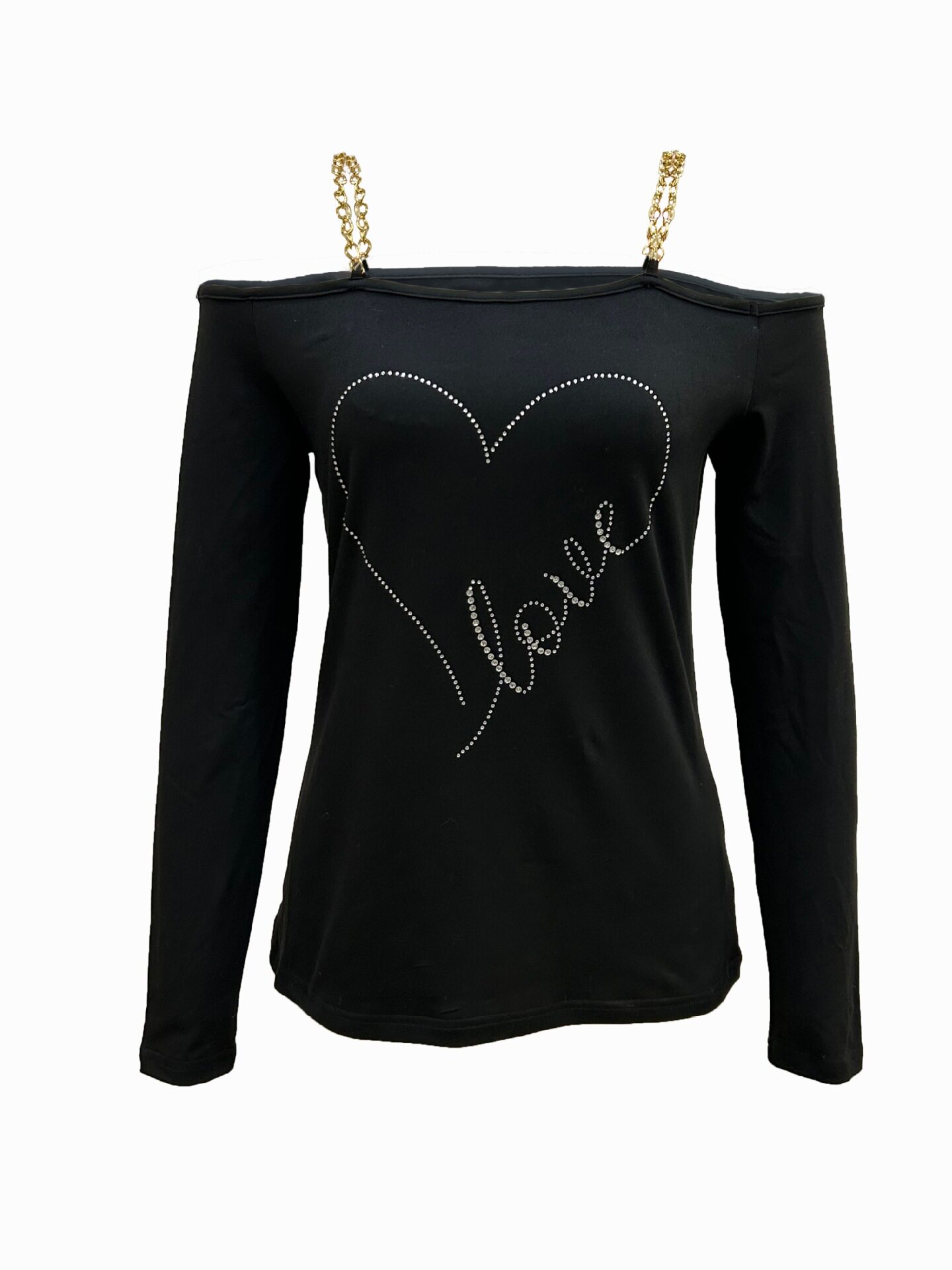 Womens Heart Print Long Sleeve T Shirt Stylish Off Shoulder Design Casual Streetwear Wholesale Available