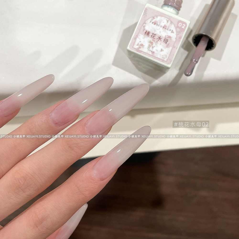 Huasi Die - Peach Blossom Jelly Semi-Transparent Gel 10ml Nail Polish Gel Nail Art Phototherapy Gel Nail Base Coat Nail Polish