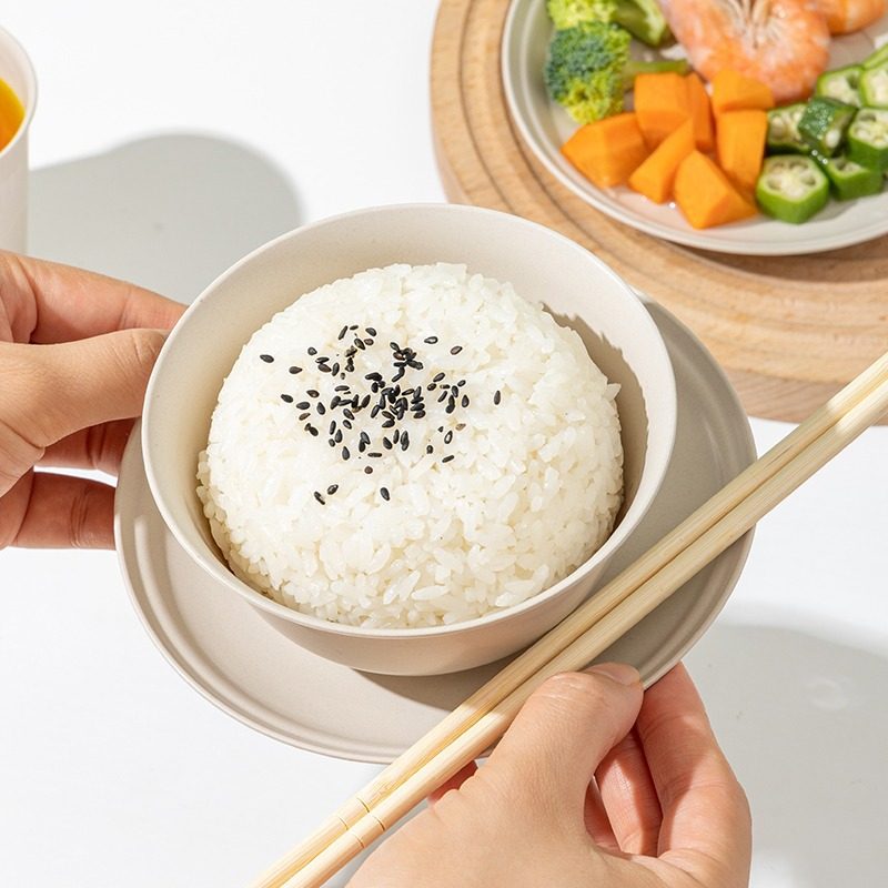 Rice Husk Disposable Tableware Bowl and Chopsticks Set Spoon Cup Rice Bowl Food Grade Dinner Party Home Picnic Four-Piece Set