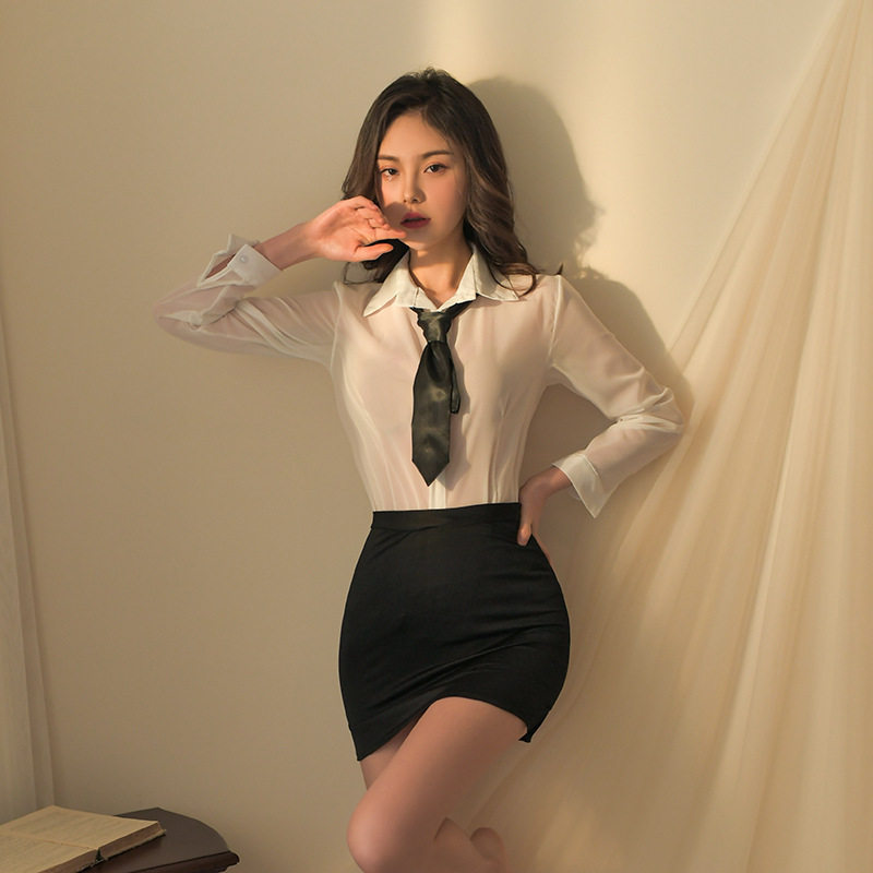 Sexy underwear sexy tight buttocks Secretary OL uniform temptation teacher suit female pure silk stockings a generation of hair