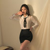 Sexy underwear sexy tight buttocks Secretary OL uniform temptation teacher suit female pure silk stockings a generation of hair