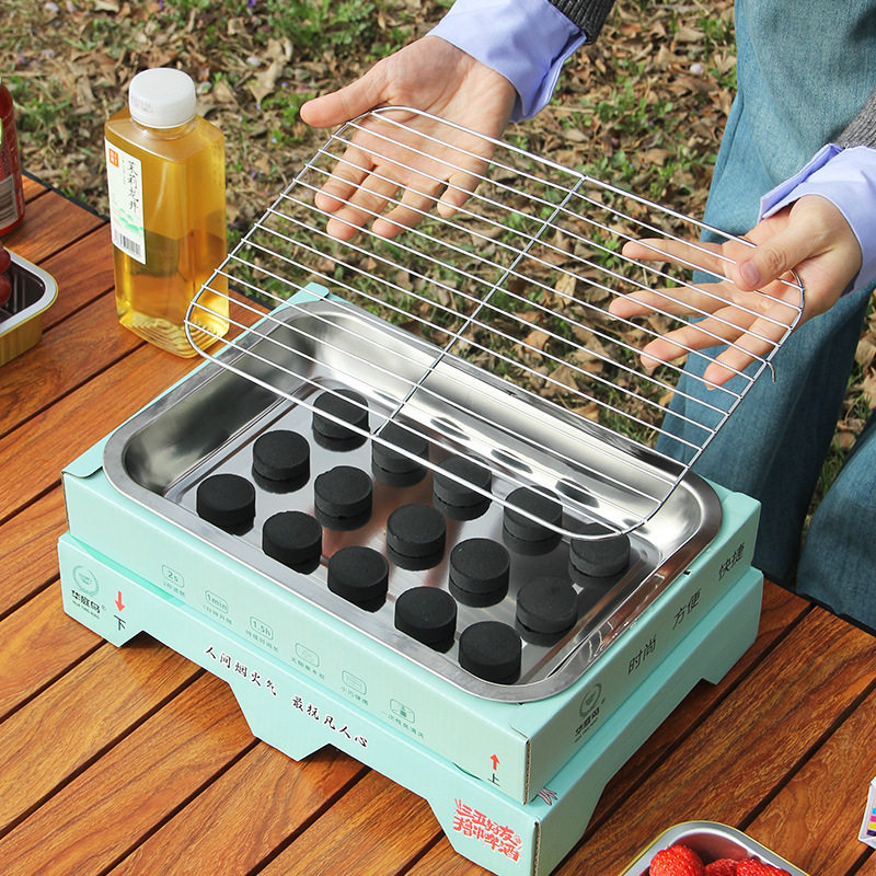 Disposable Barbecue Grill Household Smokeless Carbon Grill Camping Charcoal Grill Outdoor Barbecue Stove Portable Indoor