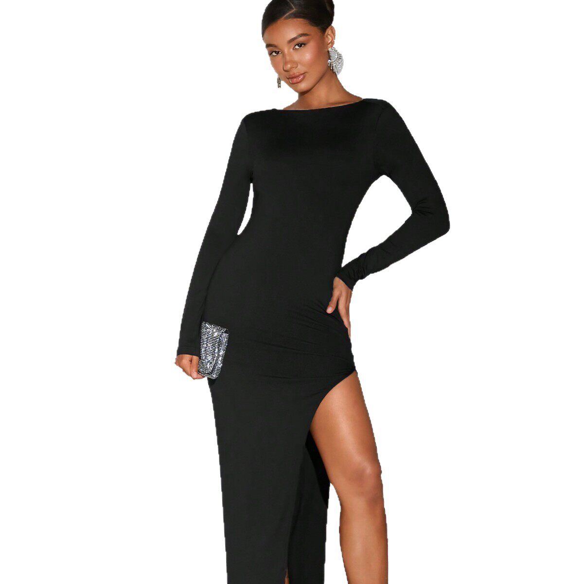 Elegant Womens Midi Dress Sexy Backless Design Round Neck Comfortable Fabric Perfect for Beach Vacations Wholesale