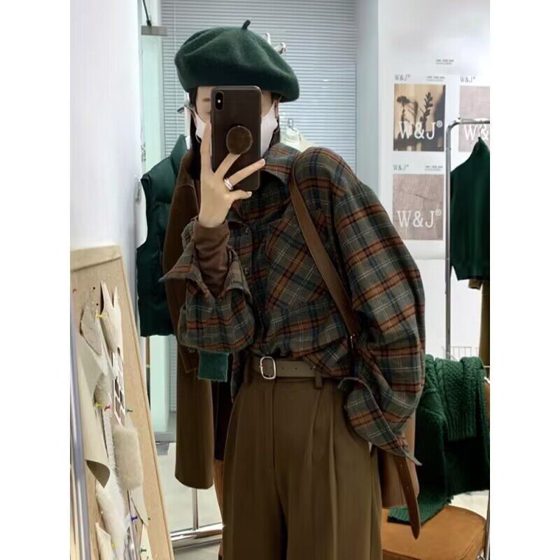 Plaid Flannel Shirt for Women Soft Fabric Vintage Style Unique Design Perfect for Autumn Casual Wear Wholesale