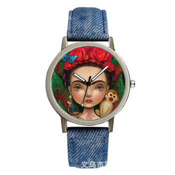 Baosaili watch no digital dial fashion cartoon girl personality Denim strap quartz watch
