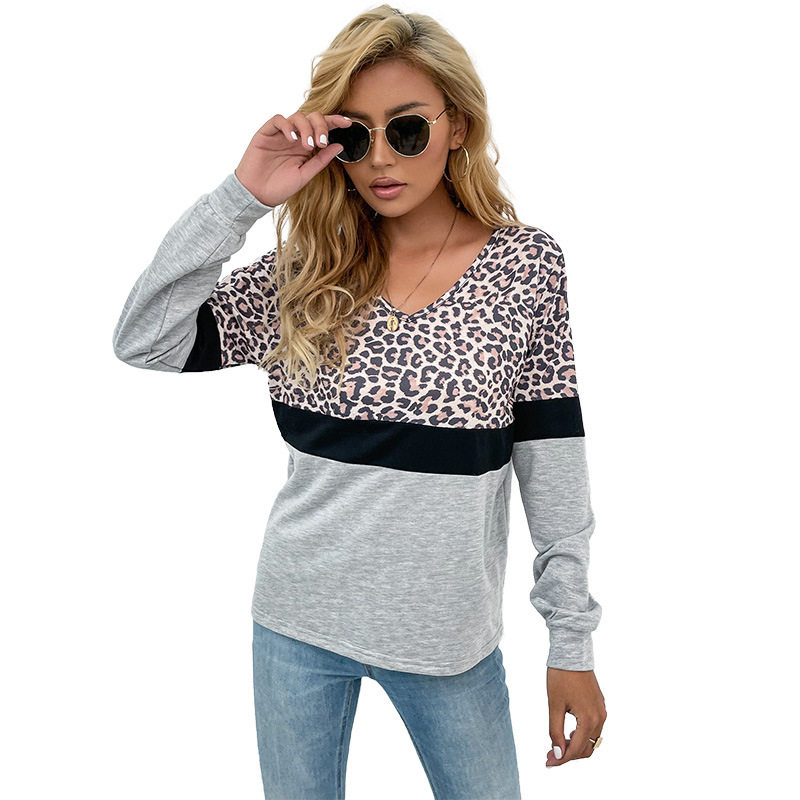 Leopard Print Long Sleeve Top Casual Style Early Autumn Womens Fashion Wholesale Available customizable