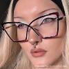 X Cross Glasses Frame Large Frame Cat Eye Metal Anti-Blue Light Flat Mirror Female Stylish Internet Celebrity European and American Fashion Glasses Frame
