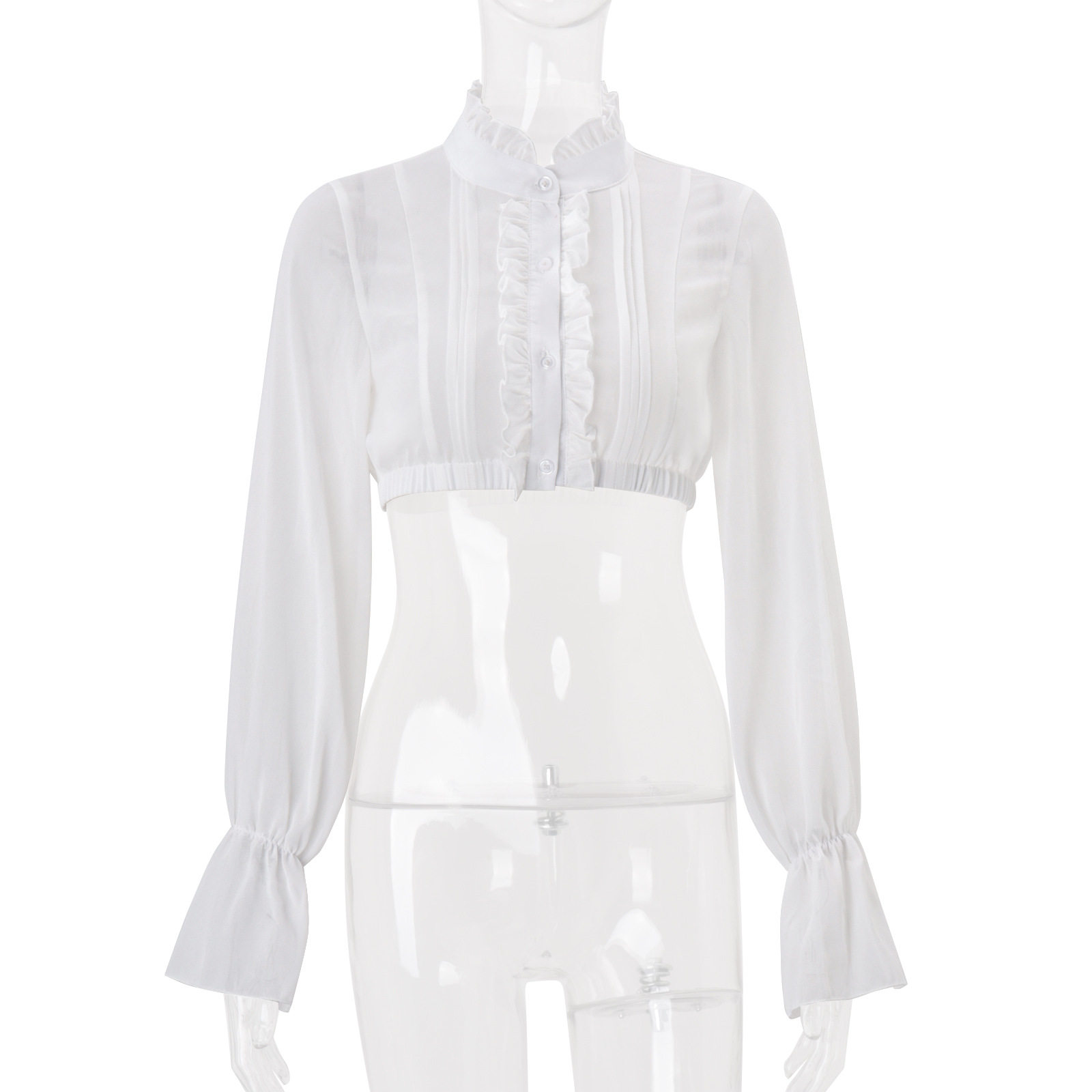 French Style Short Puff Sleeve Crop Top Sweet Ruffle Detail Summer Fashion for Women Wholesale Available