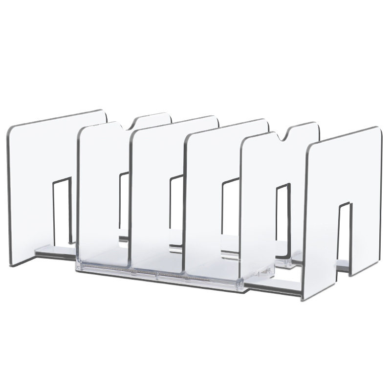 Upgraded retractable book stand acrylic transparent Macaron large capacity 5 grid bookshelf reading file rack wholesale