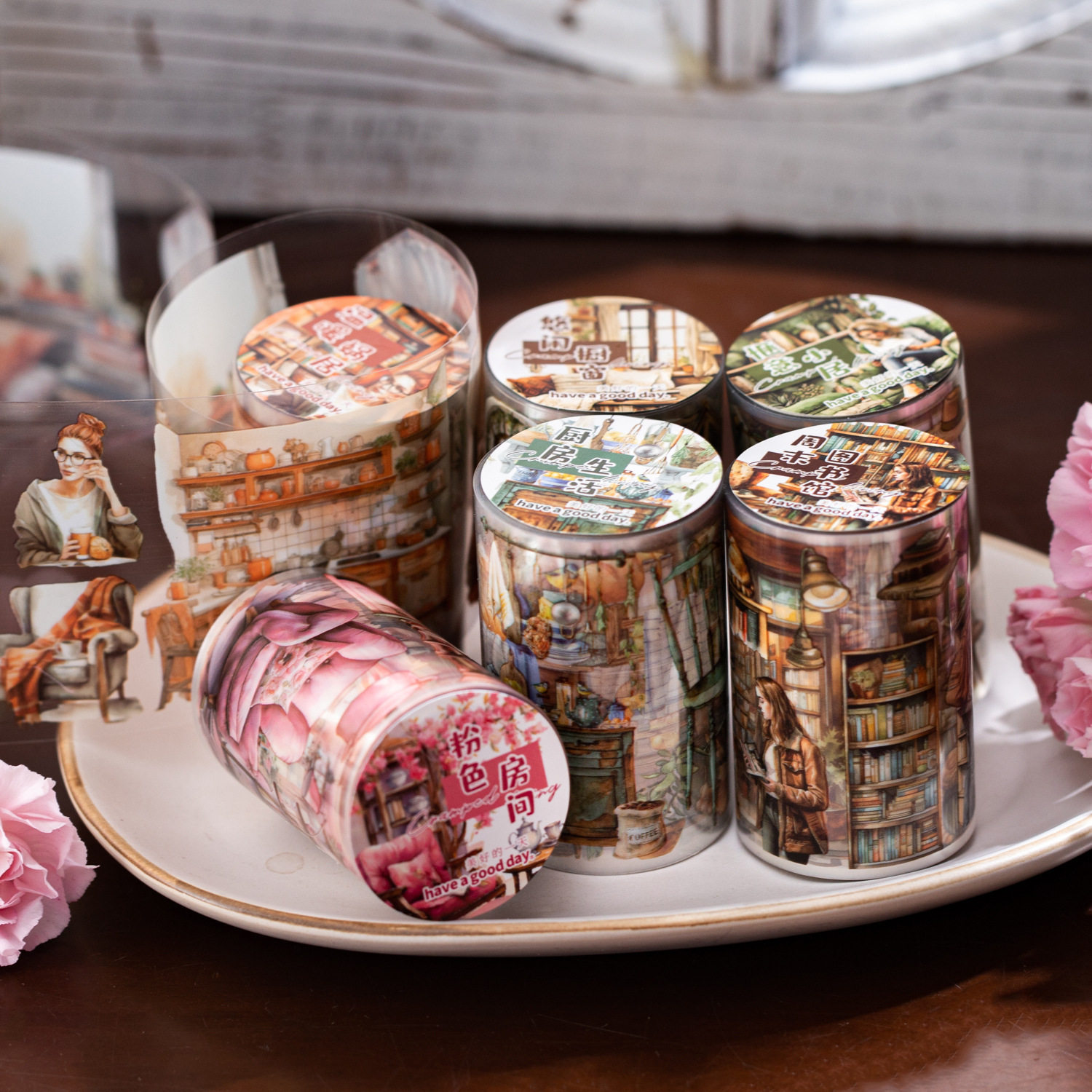 Beautiful Day Tape Life's Corner Series Scene Decoration Journal Material Loop Stickers 6 Styles for Journals